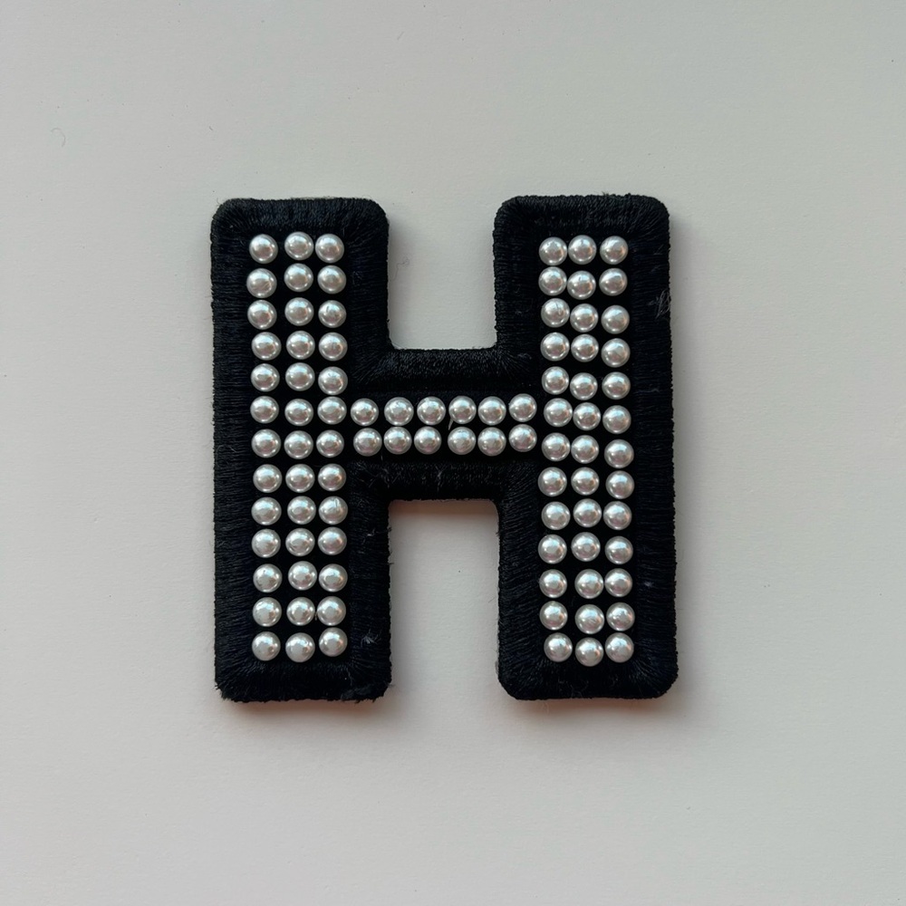 Stoney Clover Lane Large Noir Pearl letter H Patch
